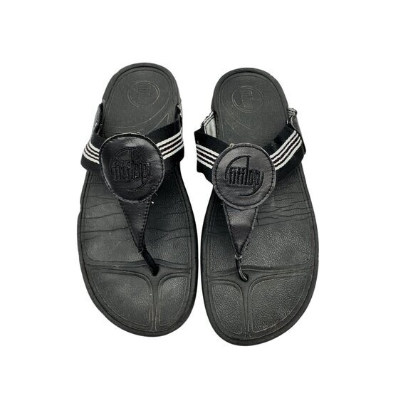 Fitflop Womens Walkstar All Thong Sandals Size 8 Striped Casual Summer Wedge - Picture 2 of 15